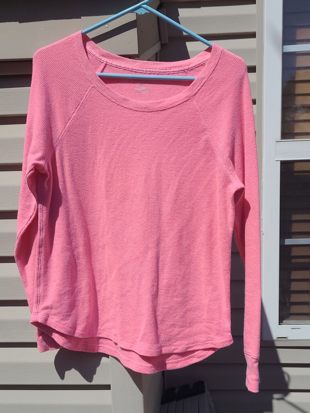 Xhilaration Pink Long-Sleeve Waffle Knit Top
